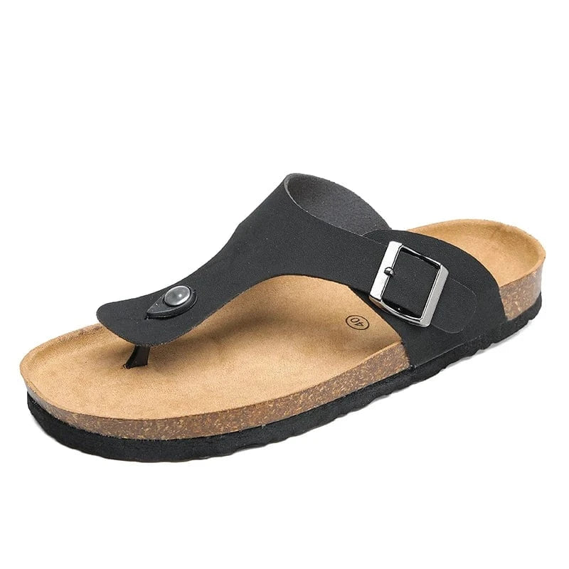 Primadon Herren Flip-Flops Schwarz / 42 Tom | lässige Flip Flops für Herren Kork