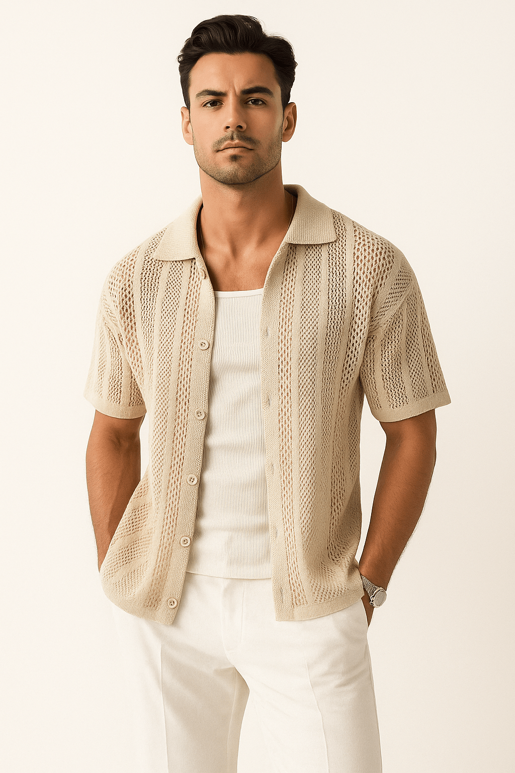Primadon Herren Freizeithemden Miko leichtes Button-Down Hemd für Herren Sommer