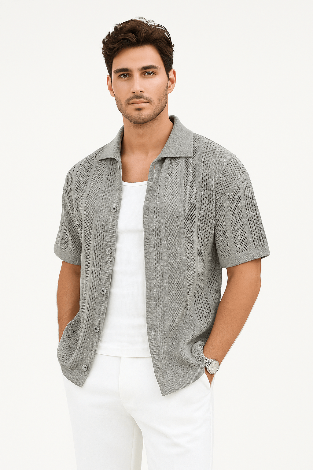 Primadon Herren Freizeithemden Miko leichtes Button-Down Hemd für Herren Sommer