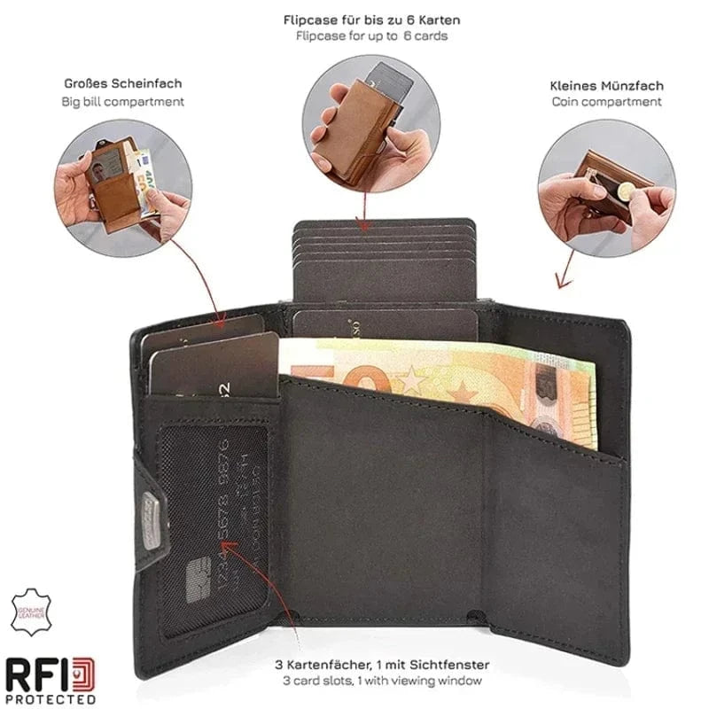 Primadon Herren Geldbörsen Sebastian elegante RFID-Geldbörse für Herren leder