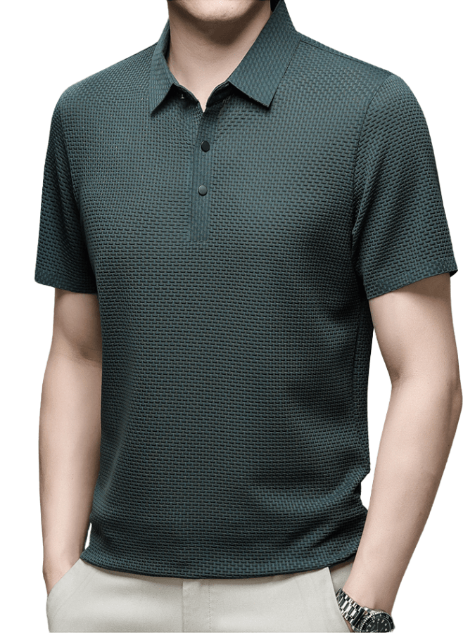 Primadon Herren Poloshirts Dunkelgrün / S Nils | elegantes Leinen Set für Herren Sommer