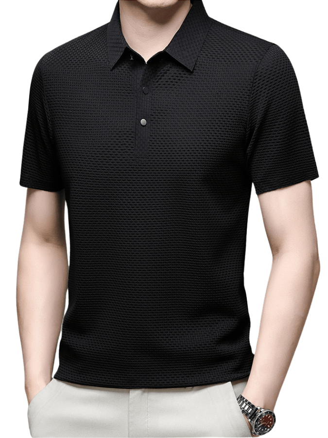 Primadon Herren Poloshirts Schwarz / S Nils | elegantes Leinen Set für Herren Sommer