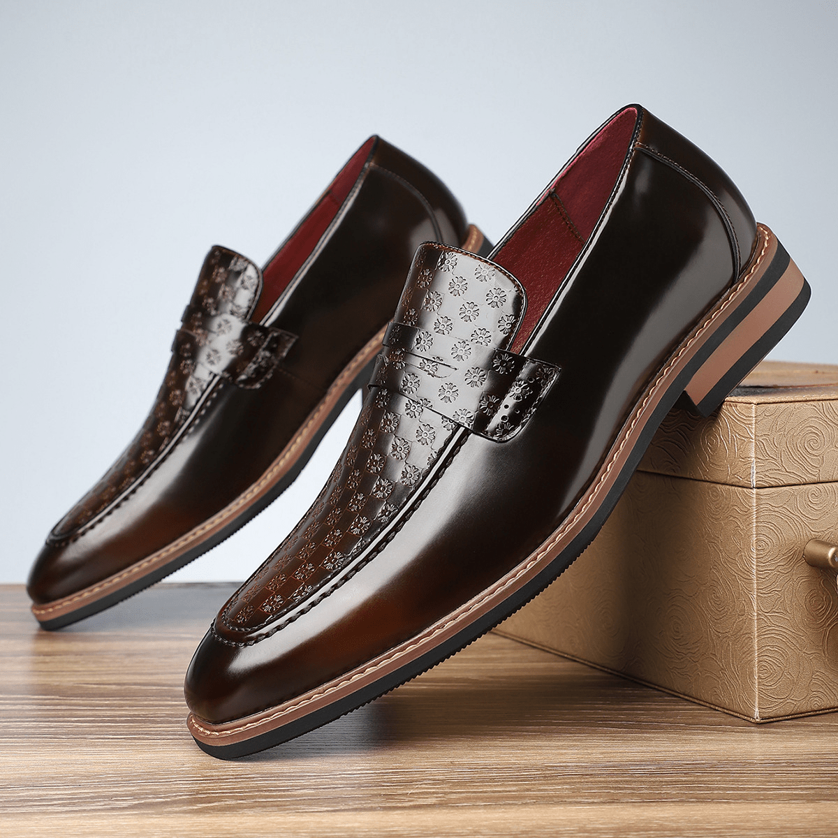 Primadon Herren Schuhe Dunkelbraun / 37.5 Laurin elegante Lacklederslipper für Herren komfortabel