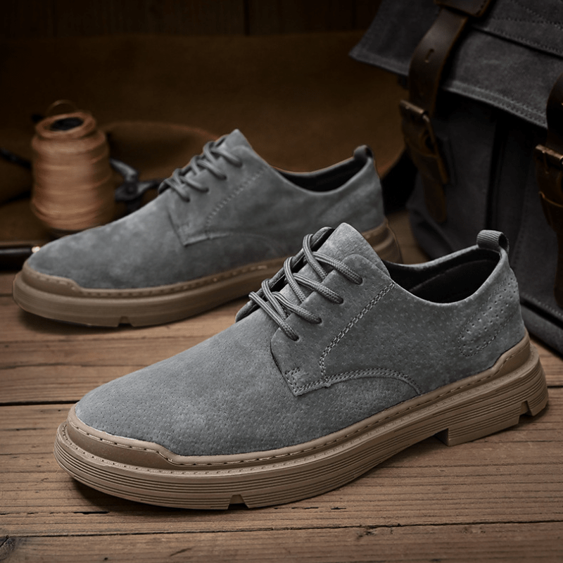 Primadon Herren Schuhe Grau / 37.5 Tobias weiche Wildlederschnürschuhe für Herren elegant