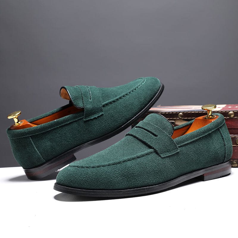 Primadon Herren Schuhe Grün / 37.5 Stefan | Elegante Wildleder Slipper für Herren