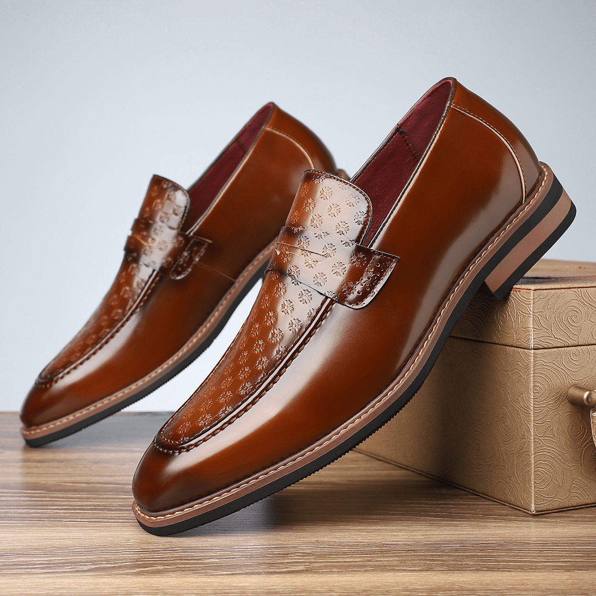 Primadon Herren Schuhe Kastanienbraun / 37.5 Laurin elegante Lacklederslipper für Herren komfortabel