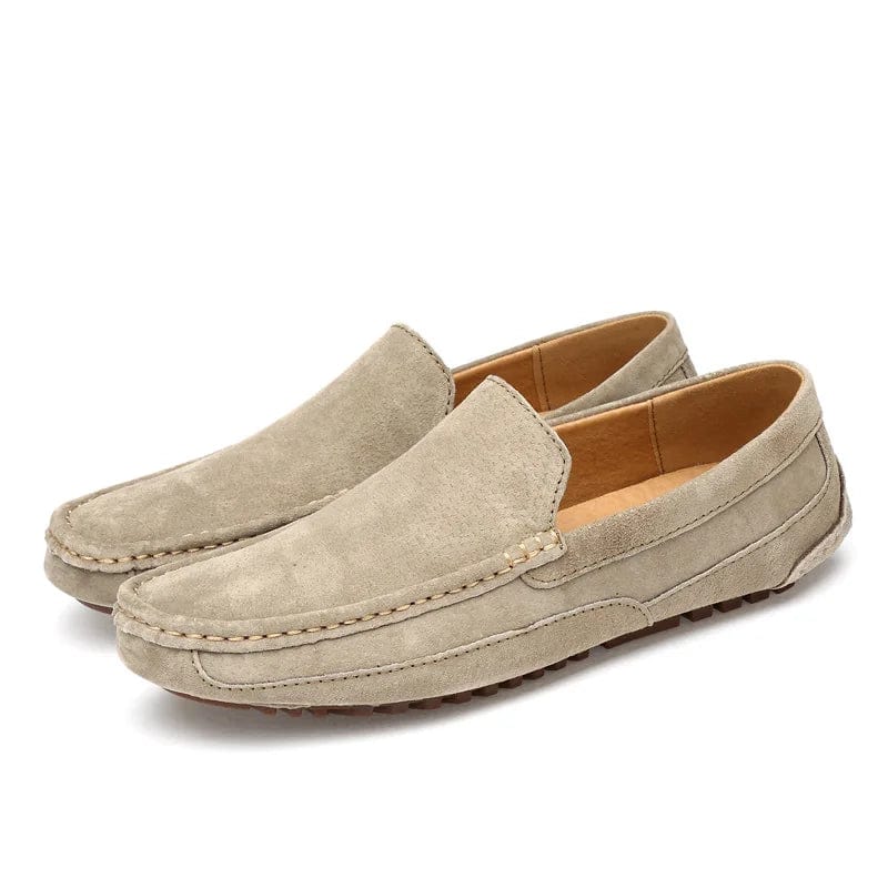 Primadon Herren Schuhe Khaki / 38.5 Leon | Elegante Wildleder Slipper für Herren casual