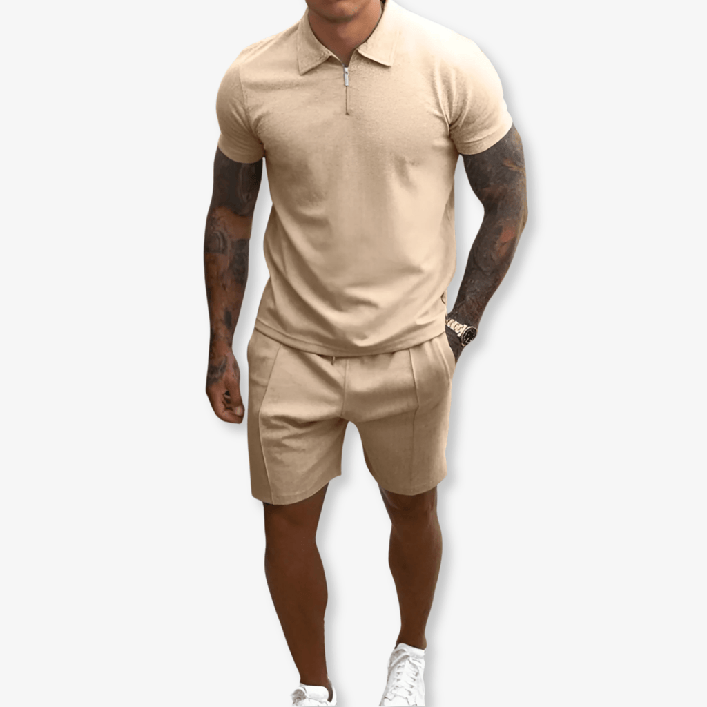 Primadon Herren Sets Beige / S Thiago atmungsaktives Polo Set für Herren Sommer