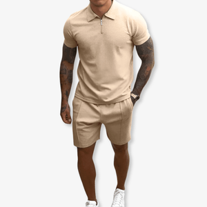 Primadon Herren Sets Beige / S Thiago atmungsaktives Polo Set für Herren Sommer
