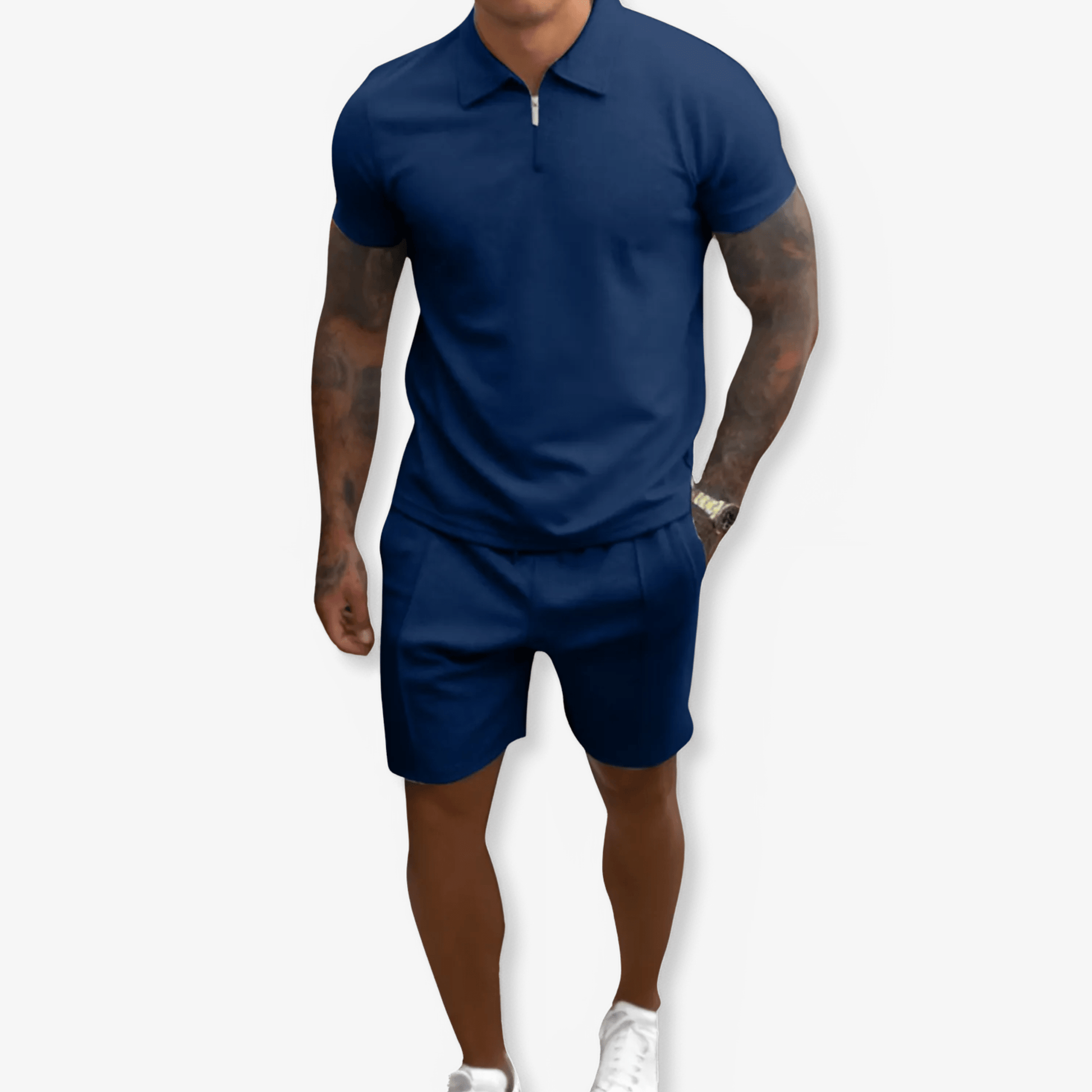 Primadon Herren Sets Dunkelblau / S Thiago atmungsaktives Polo Set für Herren Sommer