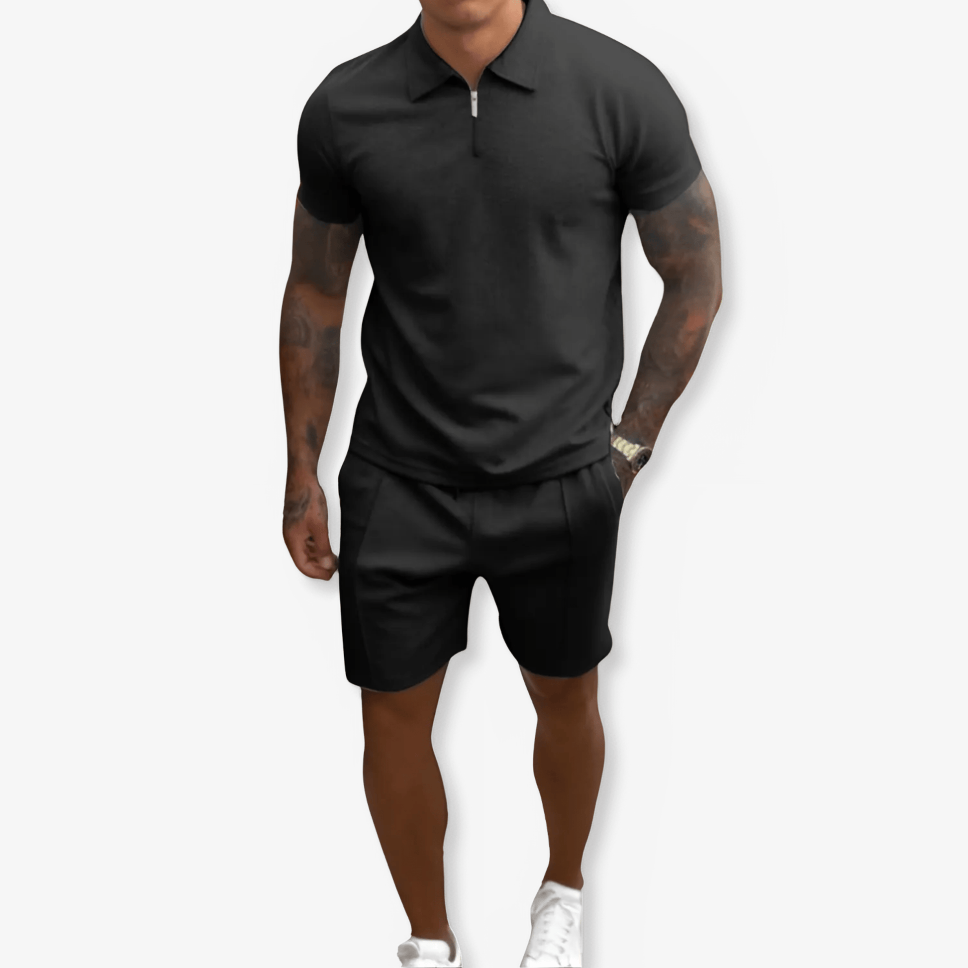 Primadon Herren Sets Dunkelgrau / S Thiago atmungsaktives Polo Set für Herren Sommer