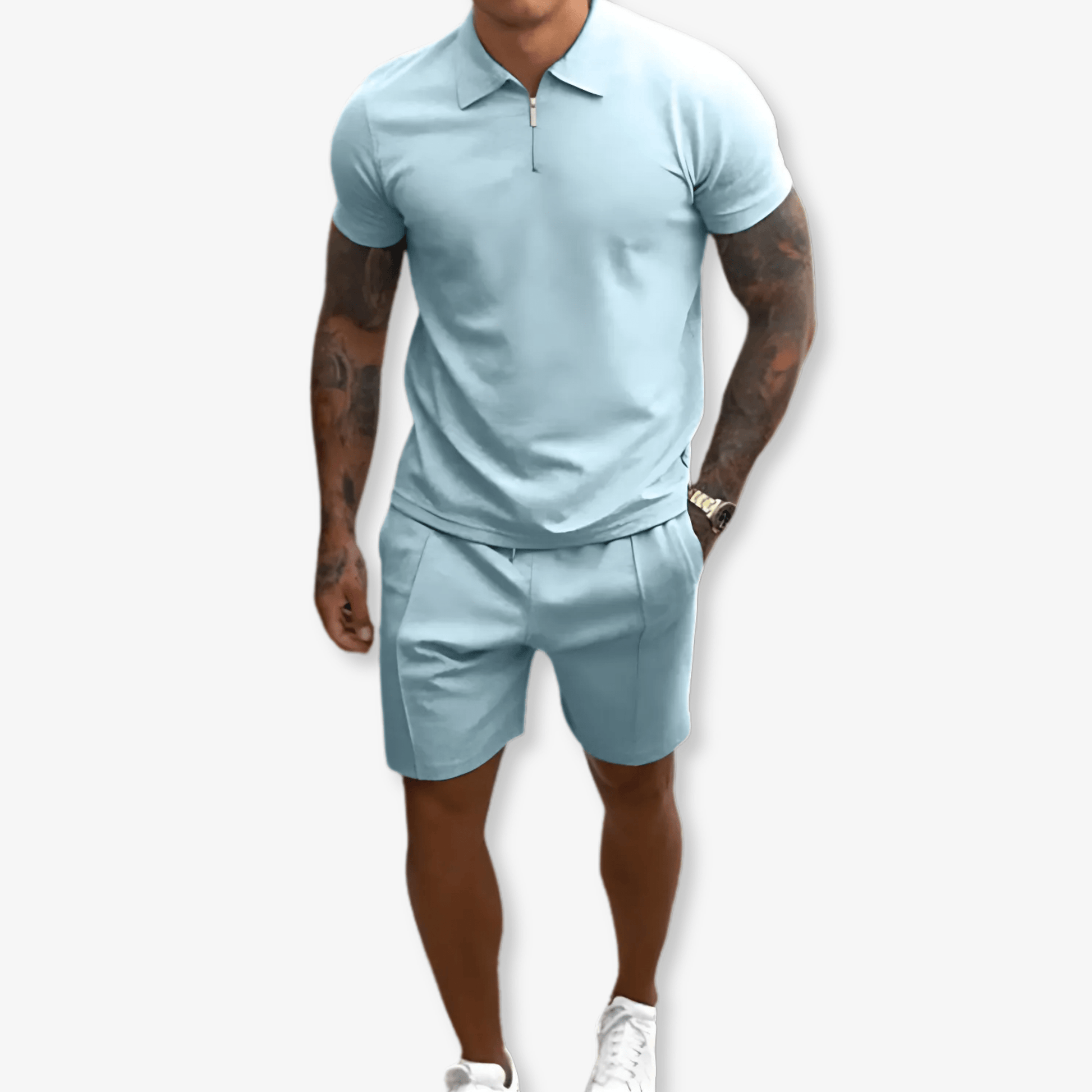 Primadon Herren Sets Hellblau / S Thiago atmungsaktives Polo Set für Herren Sommer