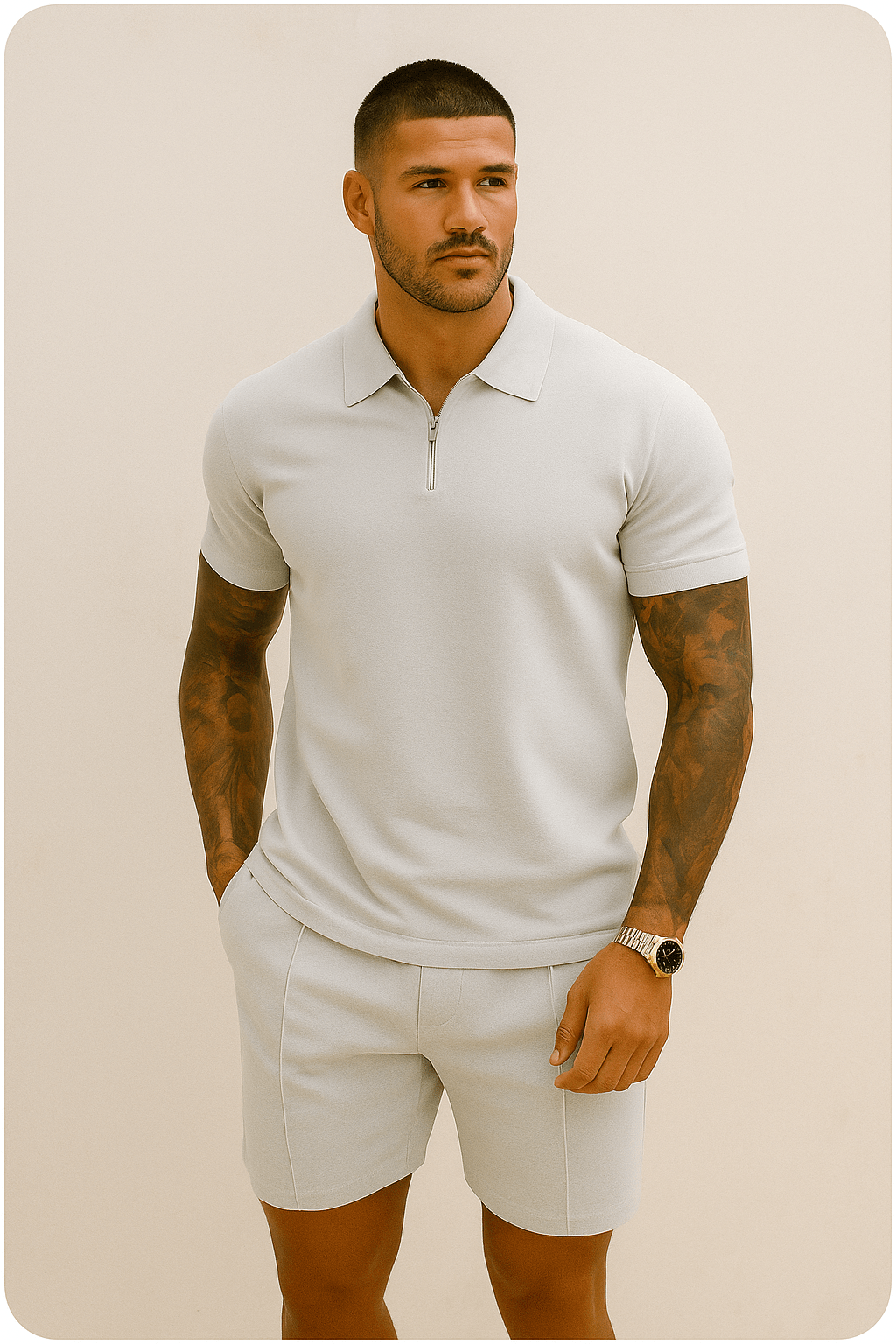 Primadon Herren Sets Thiago atmungsaktives Polo Set für Herren Sommer