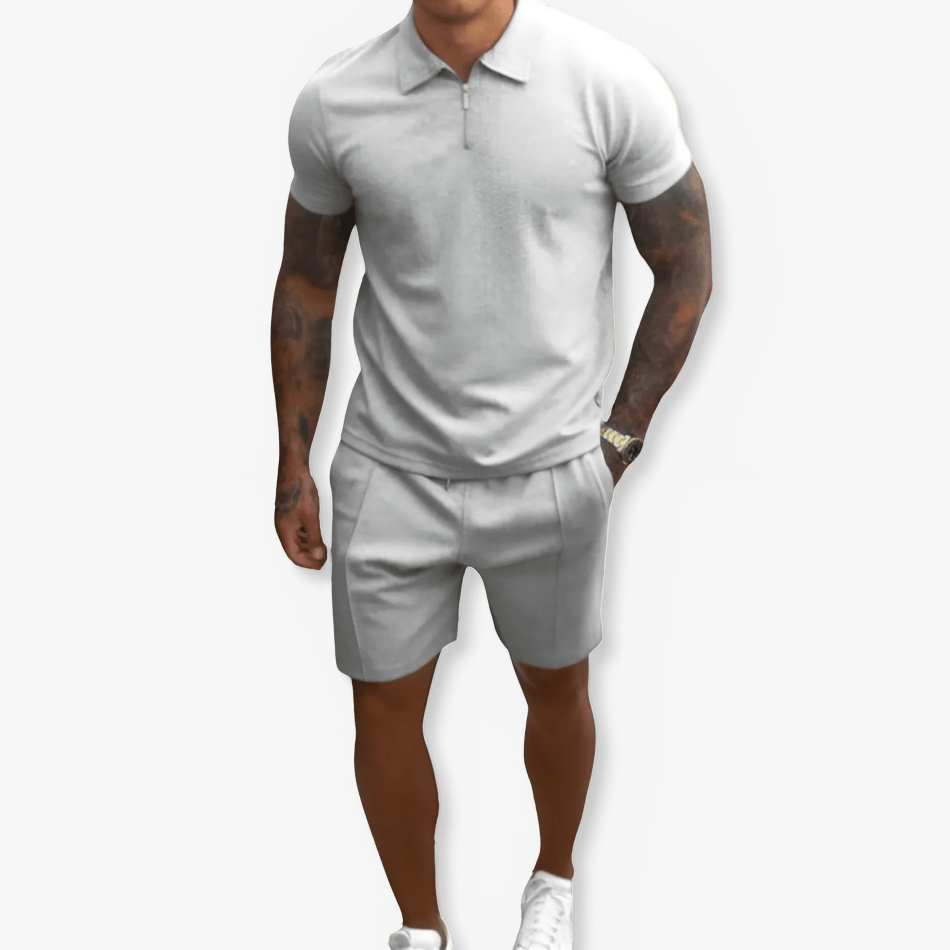 Primadon Herren Sets Weiß / S Thiago atmungsaktives Polo Set für Herren Sommer