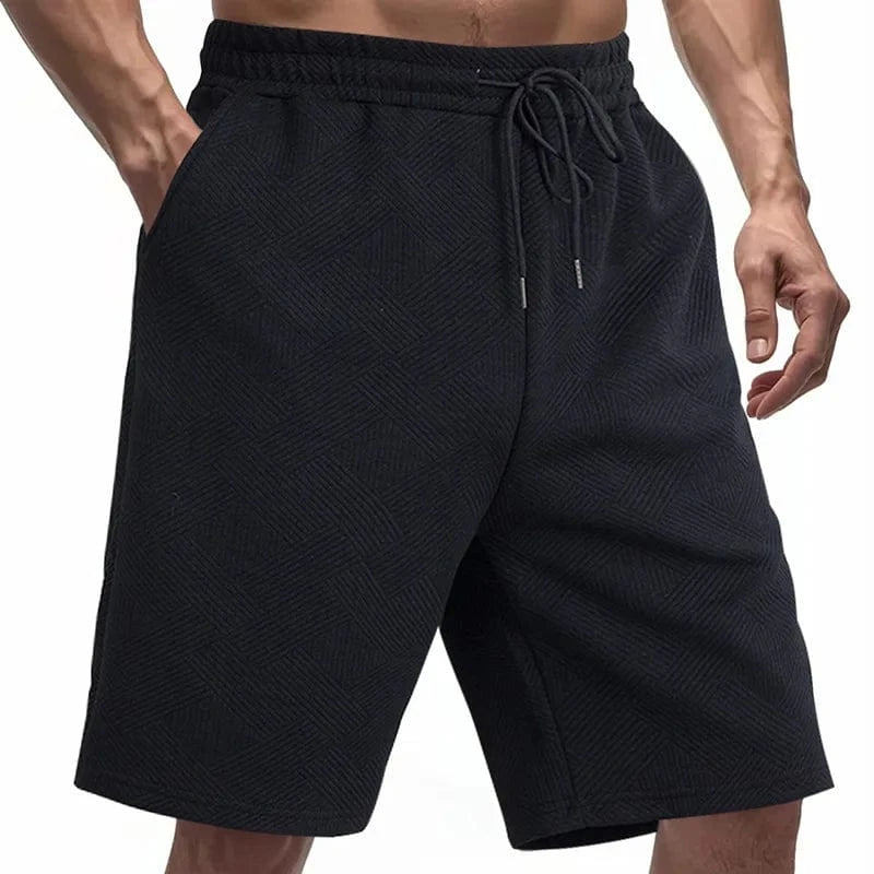 Primadon Herren Shorts Schwarz / L Elias lockere Jacquard-Shorts für Herren Sommer