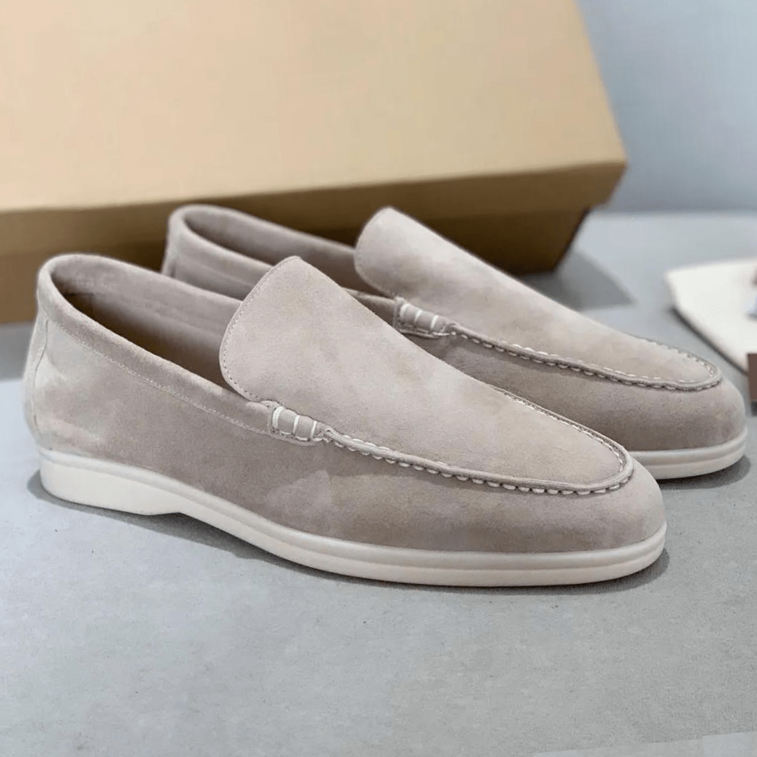 Primadon Herren Slipper Beige / 38 Aris | elegante Wildleder Loafer für Herren bequem