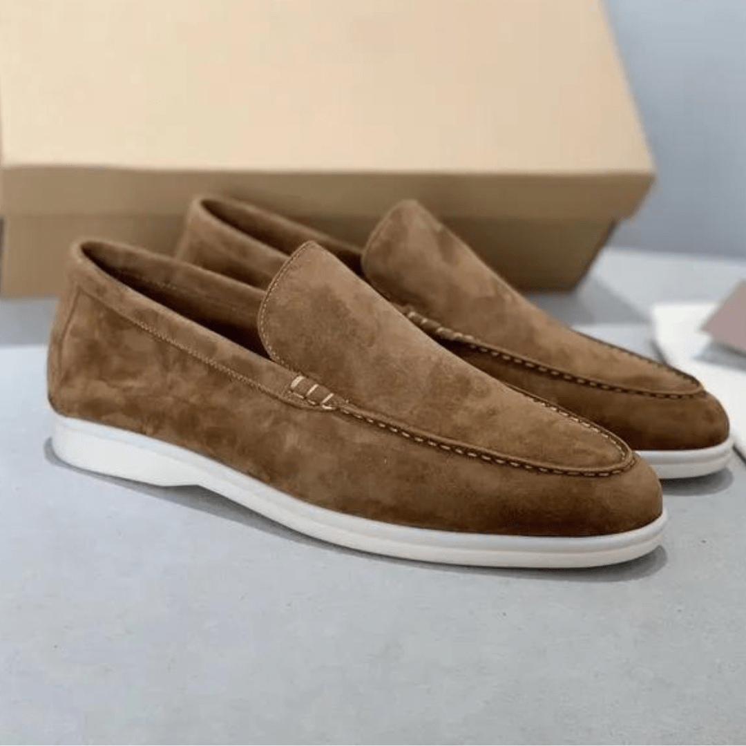 Primadon Herren Slipper Braun / 38 Aris | elegante Wildleder Loafer für Herren bequem