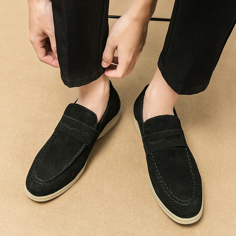 Primadon Herren Slipper Dario eleganter Loafer aus Wildleder für Herren bequem