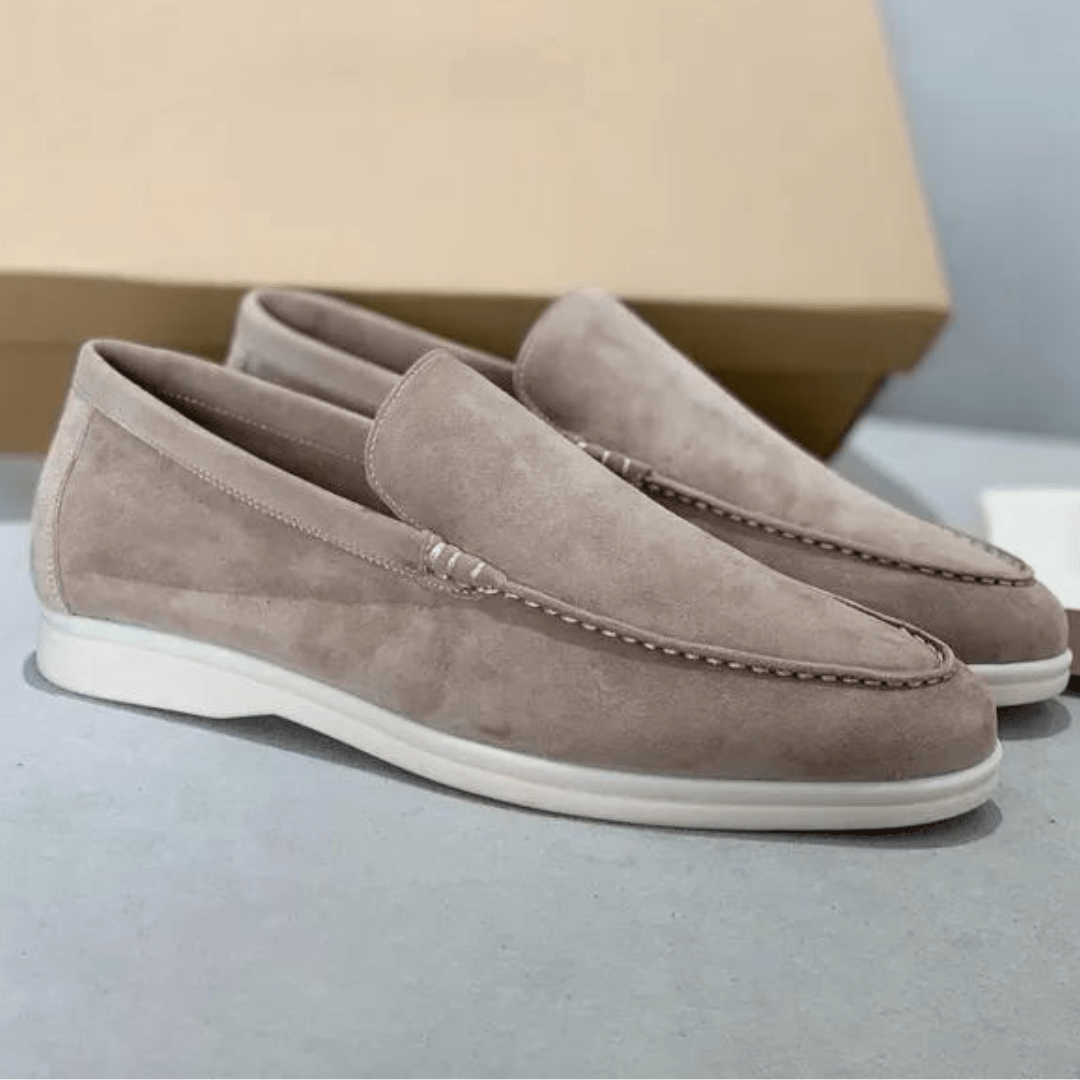 Primadon Herren Slipper Grau / 38 Aris | elegante Wildleder Loafer für Herren bequem