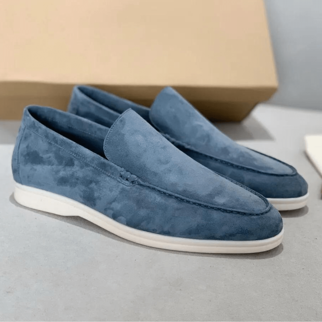 Primadon Herren Slipper Hellblau / 38 Aris | elegante Wildleder Loafer für Herren bequem