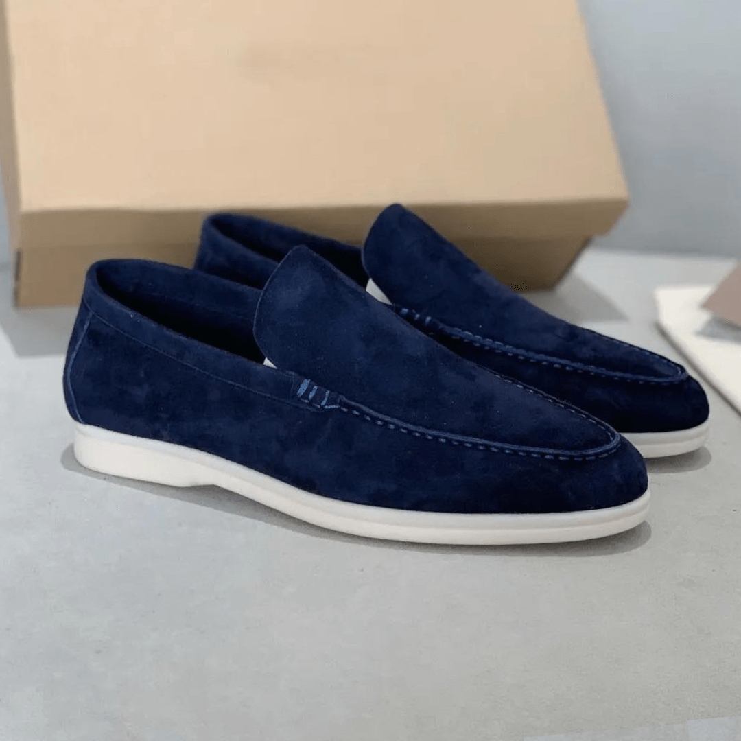 Primadon Herren Slipper Marineblau / 38 Aris | elegante Wildleder Loafer für Herren bequem