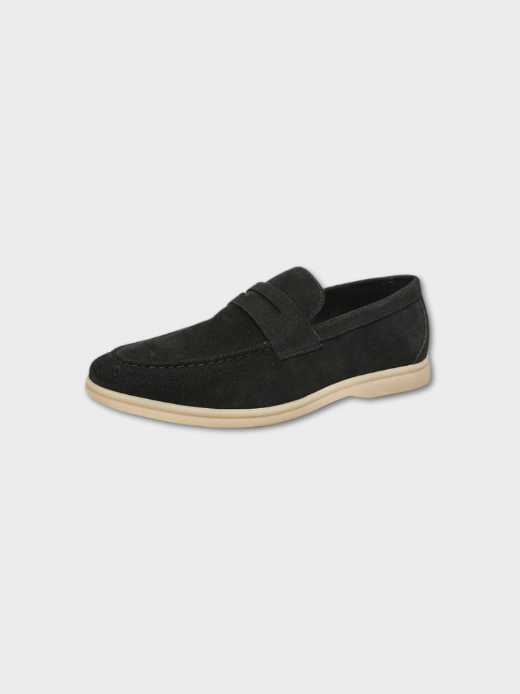 Primadon Herren Slipper Schwarz / 38 Dario eleganter Loafer aus Wildleder für Herren bequem