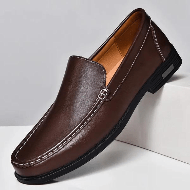 Primadon Herren Slipper Tarek klassische Lederloafer für Herren bequem