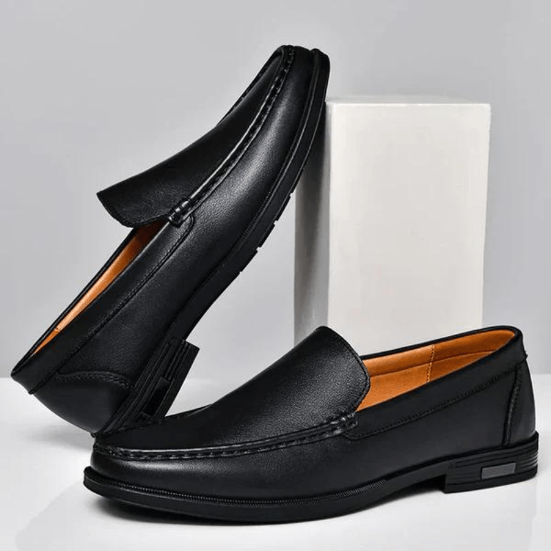 Primadon Herren Slipper Tarek klassische Lederloafer für Herren bequem
