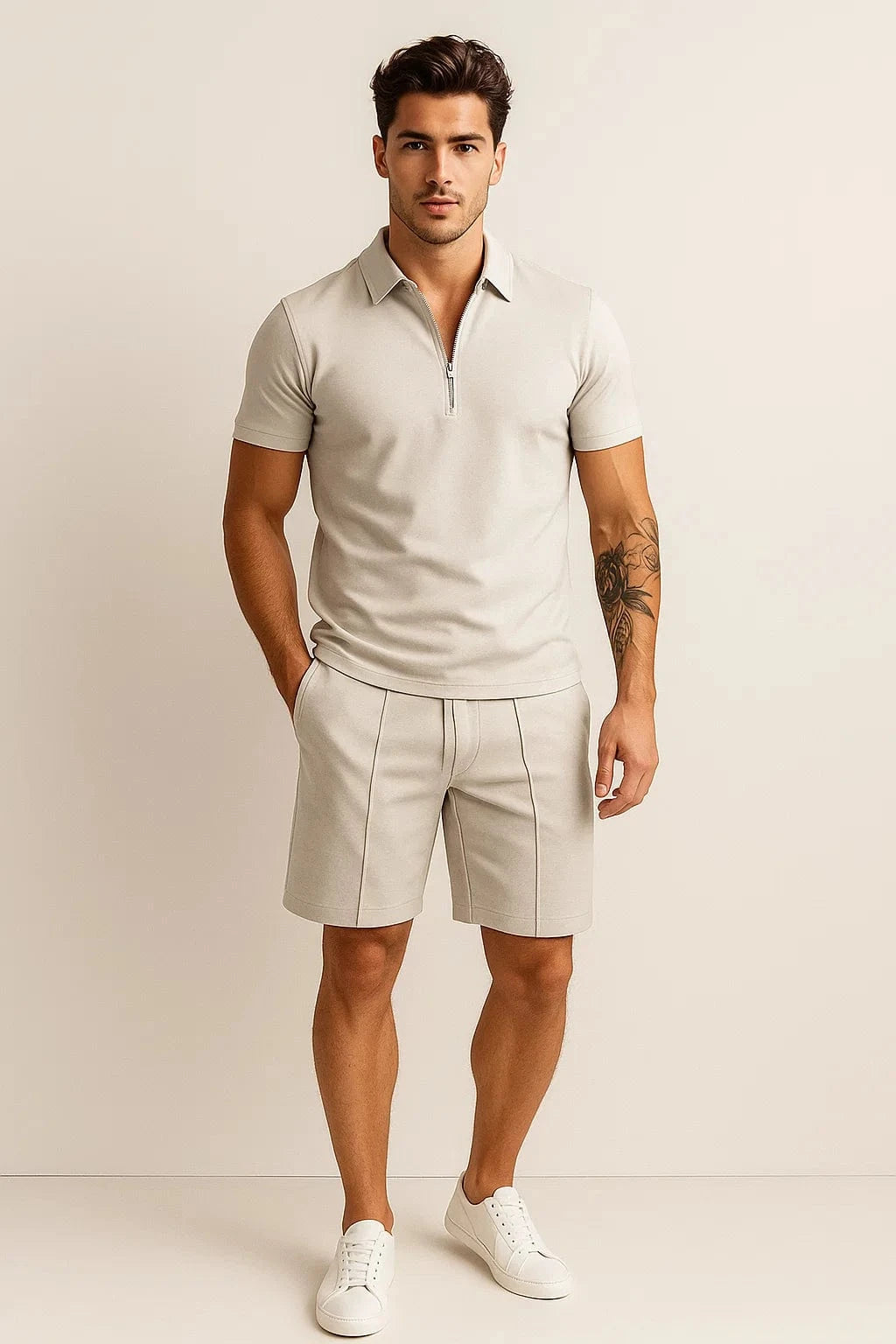 Primadon Herren-Sportbekleidung Beige / S Eren | sportliches Polo Set für Herren Sommer