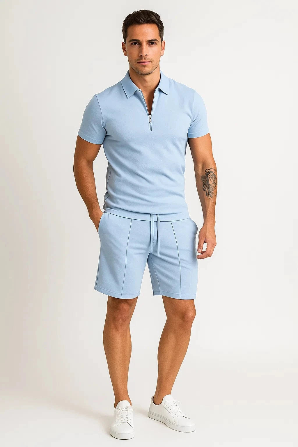 Primadon Herren-Sportbekleidung Hellblau / S Eren | sportliches Polo Set für Herren Sommer