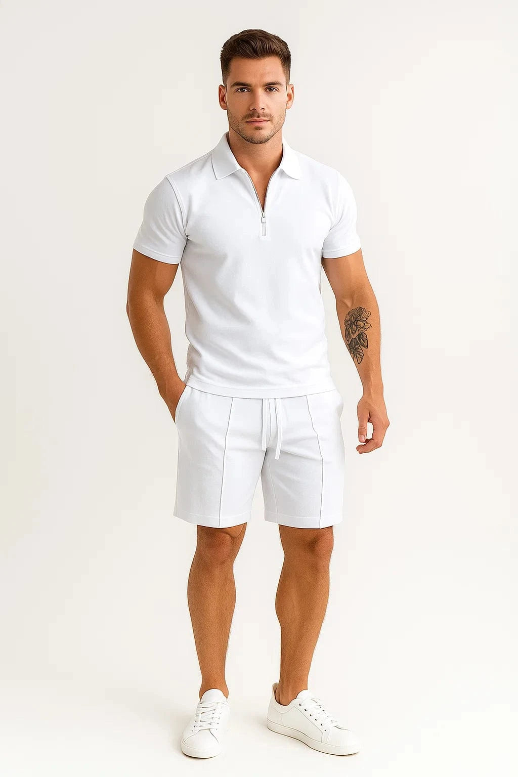 Primadon Herren-Sportbekleidung Weiß / S Eren | sportliches Polo Set für Herren Sommer