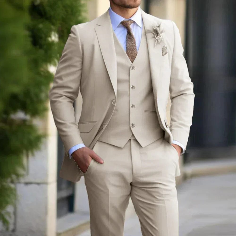 Primadon Herrenanzüge Beige / S Adrian | Eleganter Slim Fit Anzug für Herren ganzjährig