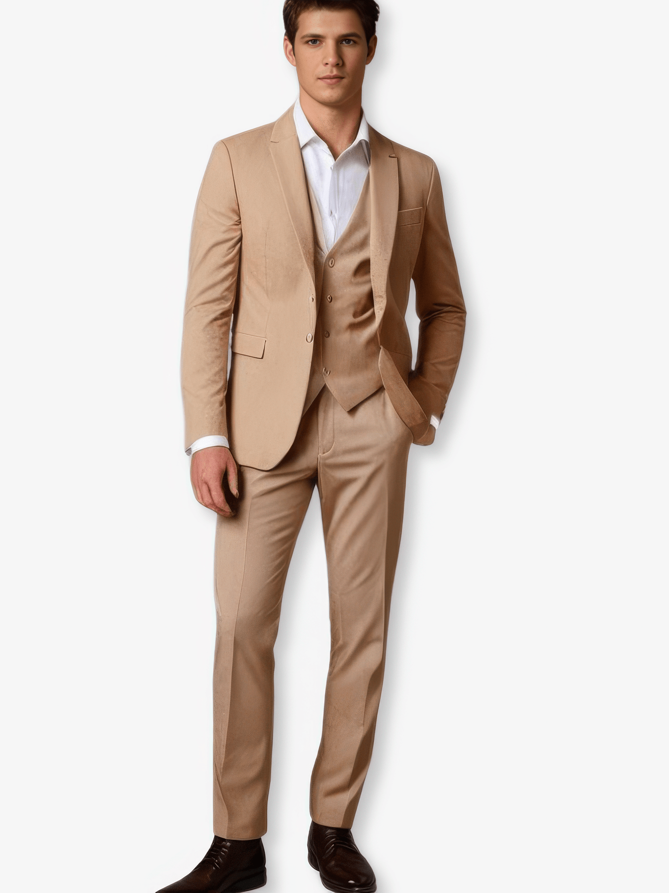 Primadon Herrenanzüge Beige / S Anton eleganter Slim-Fit Anzug für Herren festlich