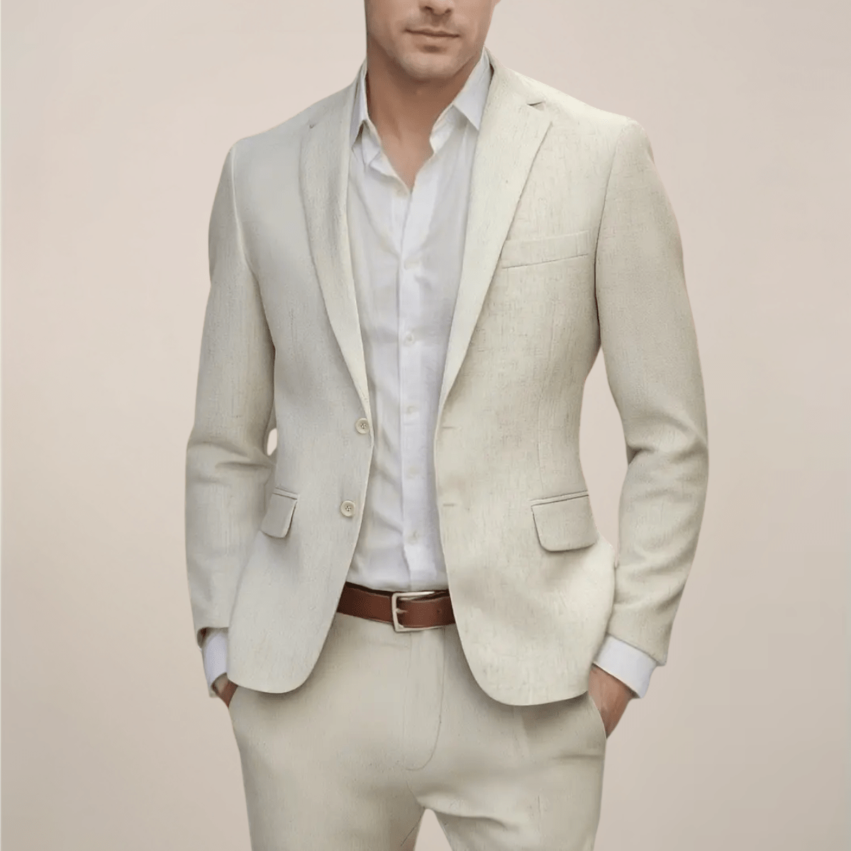 Primadon Herrenanzüge Beige / S Leon | Eleganter Anzug für Herren Sommer leicht