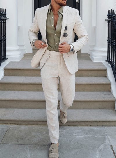 Primadon Herrenanzüge Beige / XS Adrian | Eleganter Herrenanzug 2-teilig für Sommer atmungsaktiv