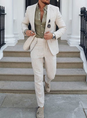 Primadon Herrenanzüge Beige / XS Adrian | Eleganter Herrenanzug 2-teilig für Sommer atmungsaktiv