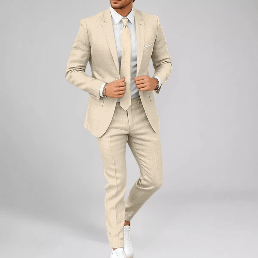 Primadon Herrenanzüge Beige / XS Leon | Eleganter Anzug für Herren Smart-Casual Leinen
