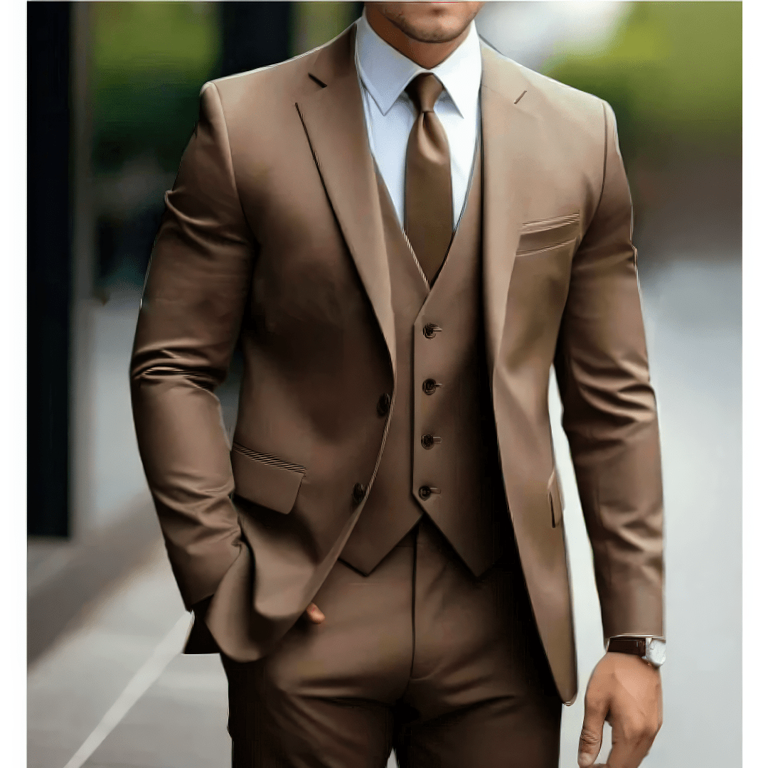 Primadon Herrenanzüge Braun / S Benno | eleganter Hochzeitsgastanzug für Herren slim fit