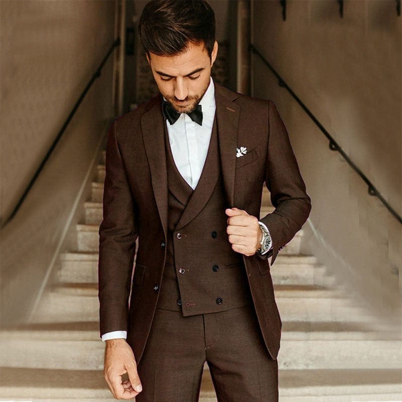 Primadon Herrenanzüge Braun / XS Fredrick | elegantes Anzugset für Herren Regular Fit