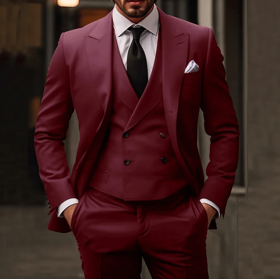 Primadon Herrenanzüge Burgunderrot / XS Patrick | Eleganter Herrenanzug Dreiteiler klassisch