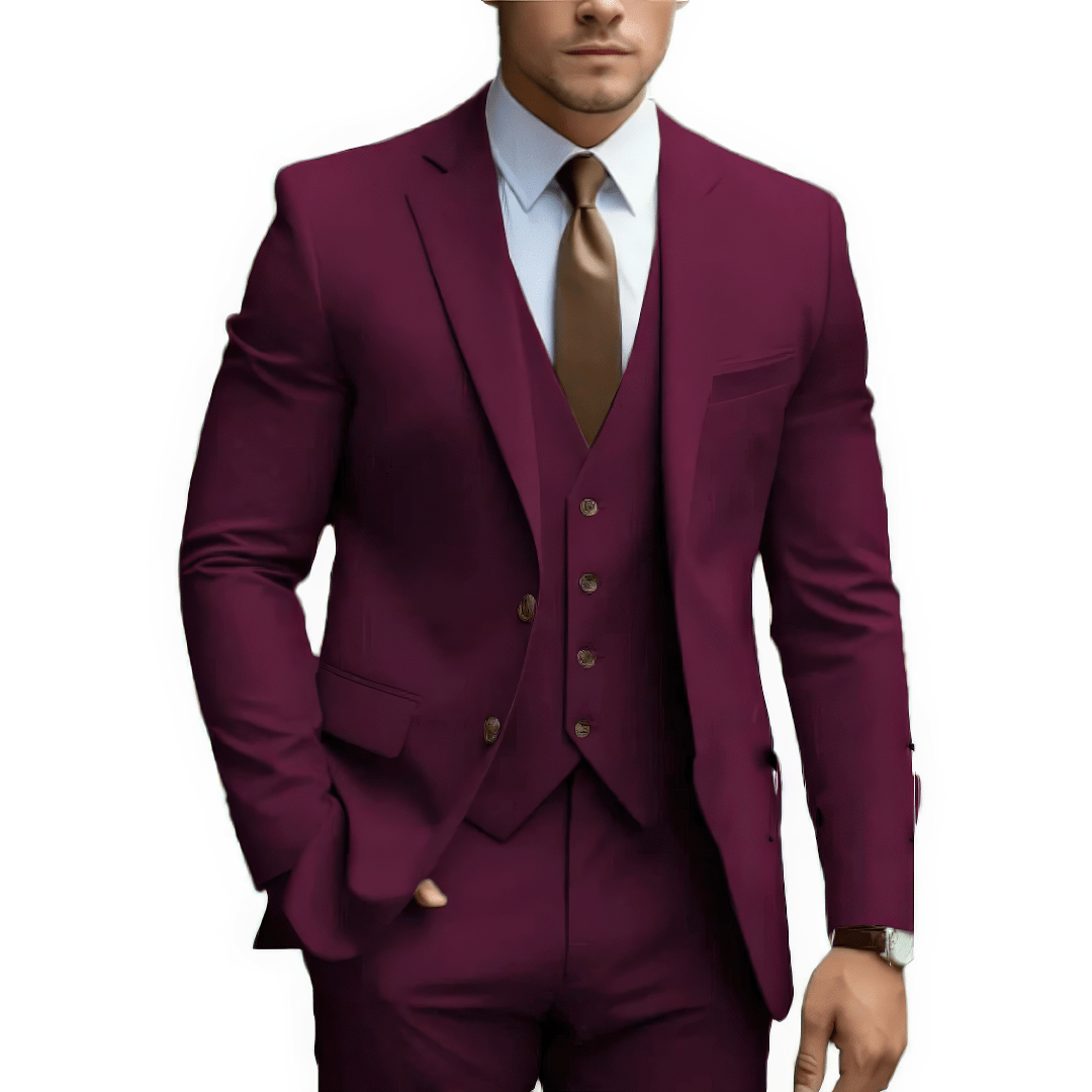 Primadon Herrenanzüge Burgundrot / S Benno | eleganter Hochzeitsgastanzug für Herren slim fit
