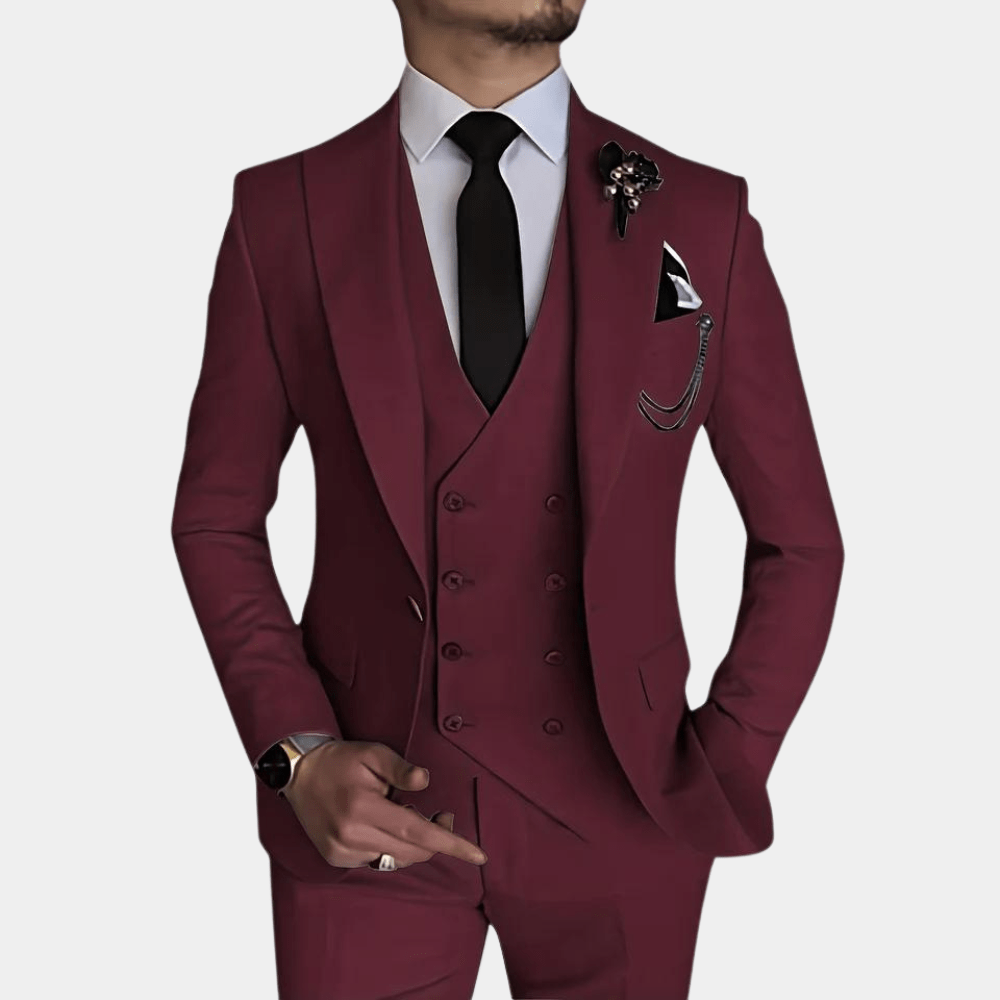 Primadon Herrenanzüge David | Eleganter 3-Teiler Anzug für Herren Hochzeit Slim Fit