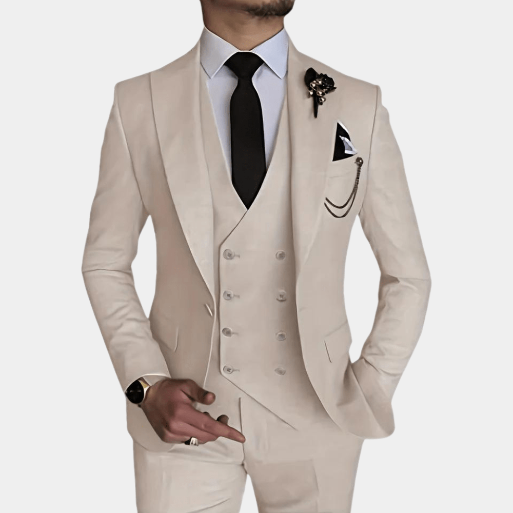 Primadon Herrenanzüge David | Eleganter 3-Teiler Anzug für Herren Hochzeit Slim Fit