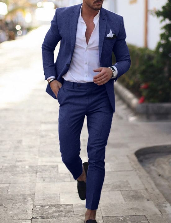 Primadon Herrenanzüge Dunkelblau / XS Adrian | Eleganter Herrenanzug 2-teilig für Sommer atmungsaktiv