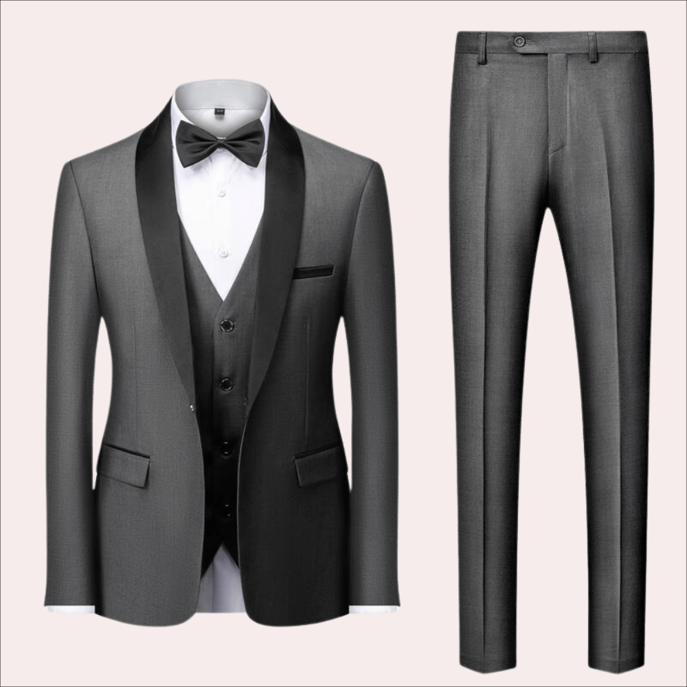 Primadon Herrenanzüge Dunkelgrau / S Dominik | Eleganter Slim Fit Hochzeitsanzug für Herren Sommer