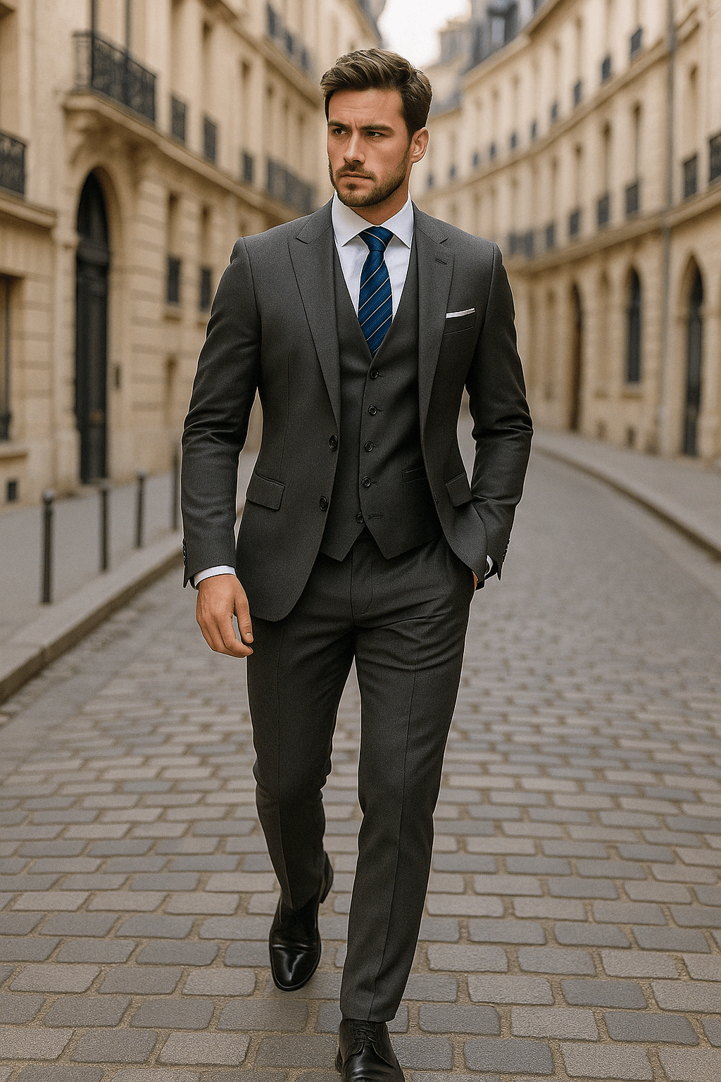 Primadon Herrenanzüge Dunkelgrau / S Matteo | Eleganter Herrenanzug Slim Fit für Hochzeiten
