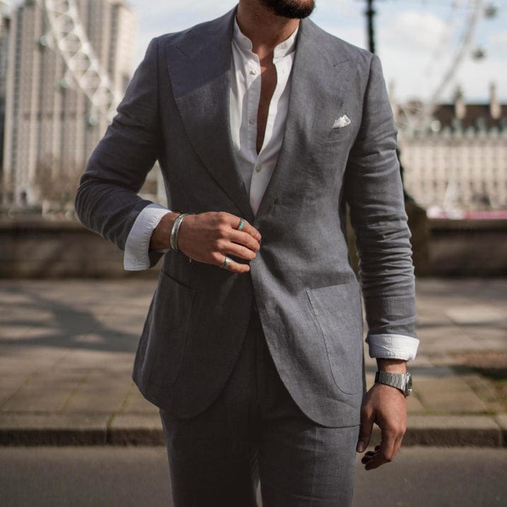 Primadon Herrenanzüge Dunkelgrau / S Milan | eleganter Hochzeitsanzug für Herren leinen
