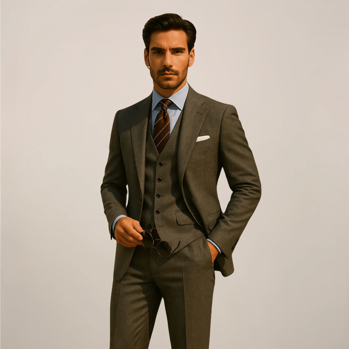 Primadon Herrenanzüge Dunkelgrau / XS Adrian | Eleganter Anzug für Herren dreiteilig Slim Fit