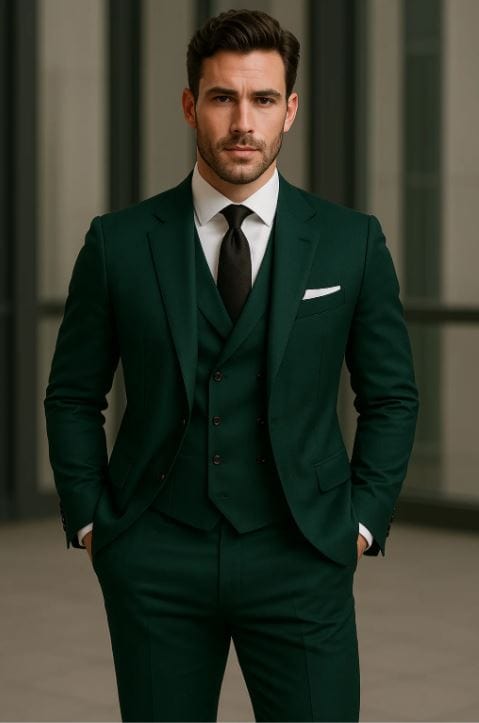 Primadon Herrenanzüge Dunkelgrün / XS Tim | Eleganter Anzug für Herren Hochzeit Slim Fit