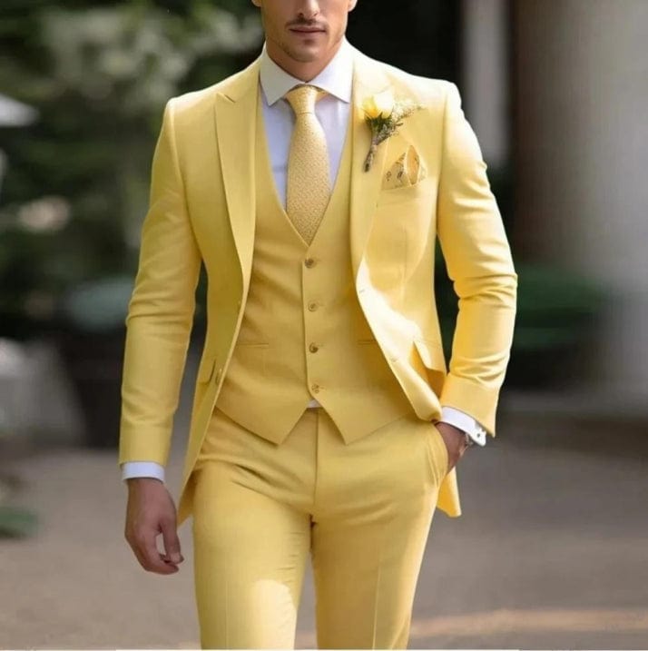 Primadon Herrenanzüge Gelb / S Adrian | Eleganter Hochzeitsanzug Herren klassisch dreiteilig